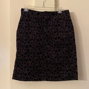 Black and grey floral corduroy pencil skirt